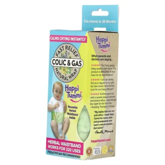 Happi Tummi Fast Relief Colic & Gas, Natural Wrap, Infants to 36 Months, Green, 1 Wrap & 1 Herbal Pouch image {4}