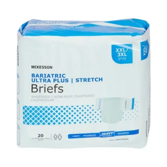 McKesson Bariatric Ultra Plus Stretch Incontinence Briefs, Unisex, 2XL/3XL image {1}