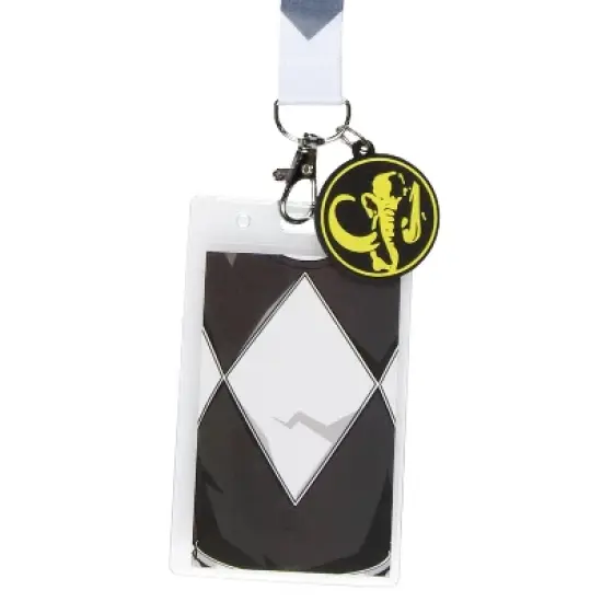 Power Rangers Black Ranger ID Lanyard Badge Holder w Mastodon Rubber Pendant image {1}