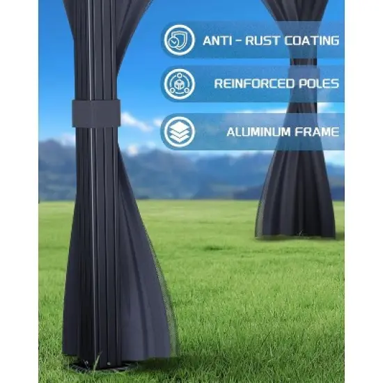 GustoWave 10'x10' Outdoor Double Hardtop Patio Gazebo for Deck, Backyard, Lawn, Garden image {2}