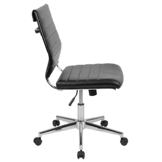 Emma and Oliver Mid-Back Armless LeatherSoft Ribbed Executive Swivel Office Chair image {11}
