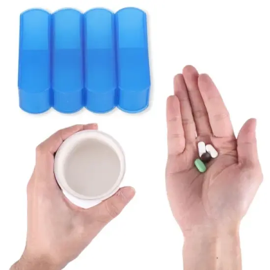 Unique Bargains 4 Grid Push-Pull Pill Case 1 Pc image {3}