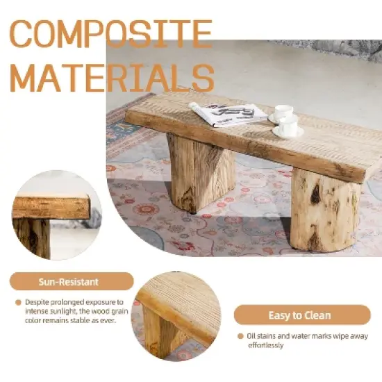 Moda Furnishings 47.6'' Outdoor Terrafab Coffee Table with Faux Wood Finish image {5}