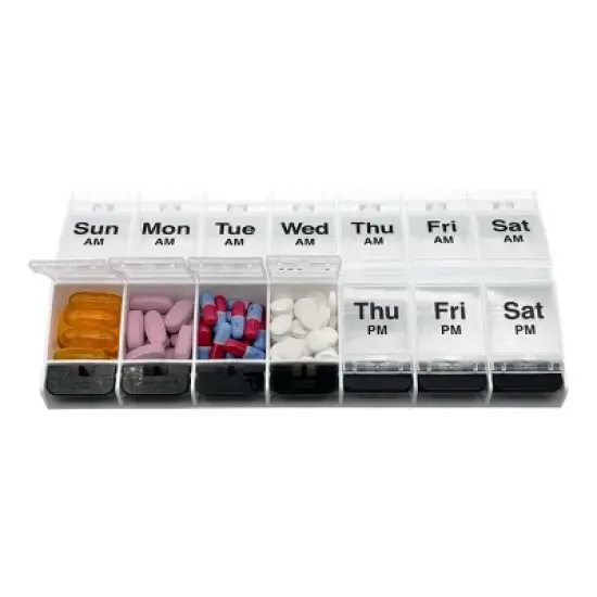 Ezy Dose Weekly AM/PM Push Button Pill Reminder XL image {3}