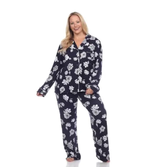 Plus Size Long Sleeve Floral Pajama Set - White Mark image {5}