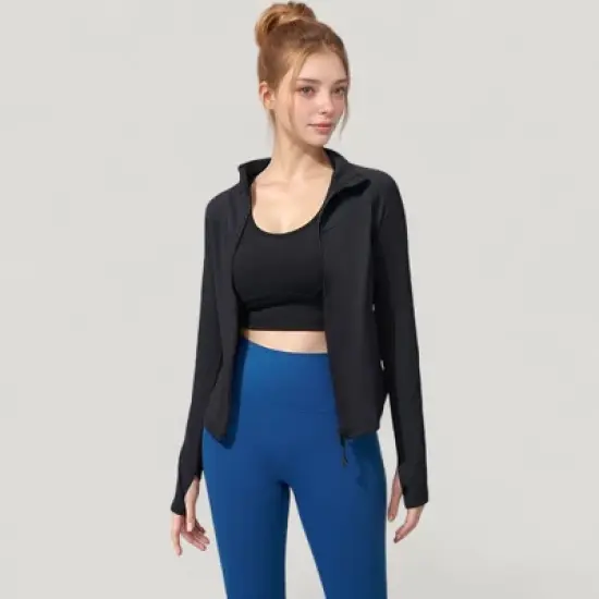 Anna-Kaci Active Women's Full Zip Long Sleeve Active Jacket with Slim Fit and High Collar image {2}