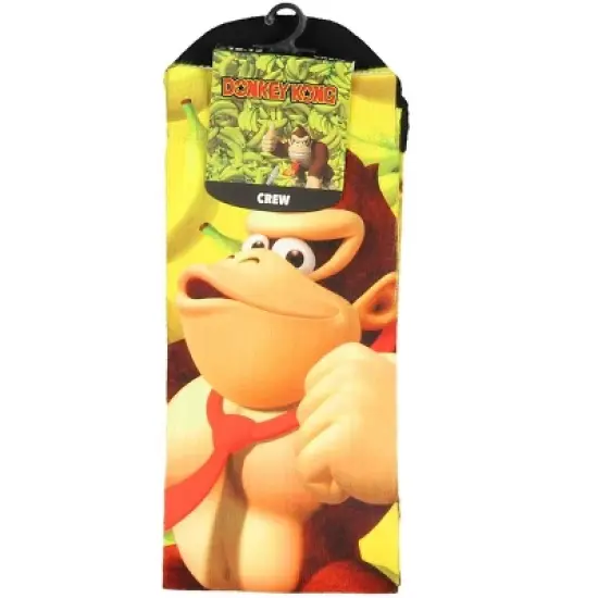 Nintendo Super Donkey Kong DK Gone Bananas! Sublimated Crew Socks Yellow image {2}