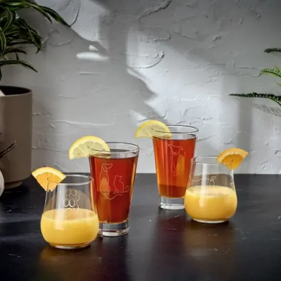 Libbey Modern Pets Meow All Purpose Glasses, 17 ounce, Set of 4 image {4}