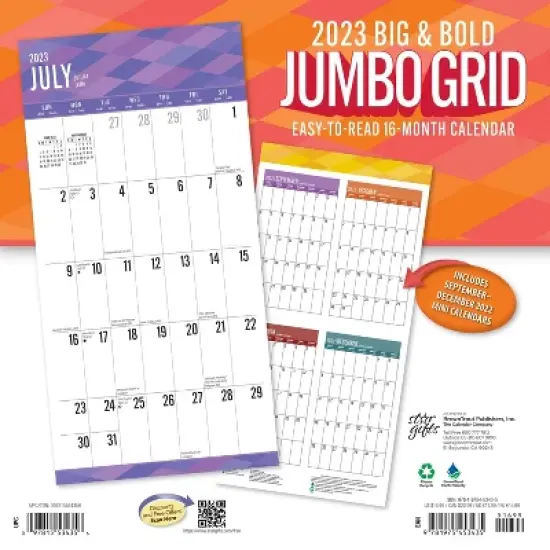 2023 Square Wall Calendar Big & Bold Jumbo Grid - StarGifts image {1}