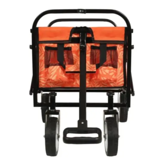 FURNIinspire Outdoor Serving Carts Minimeetall Collapsible Foldable Wagon Cart Utility Wagon Grocery Cart 225lbs, Orange, 35.04"*22.44"*38.58" image {1}