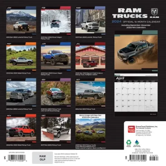 Browntrout 2024 Wall Calendar 12"x12" Ram Trucks image {1}