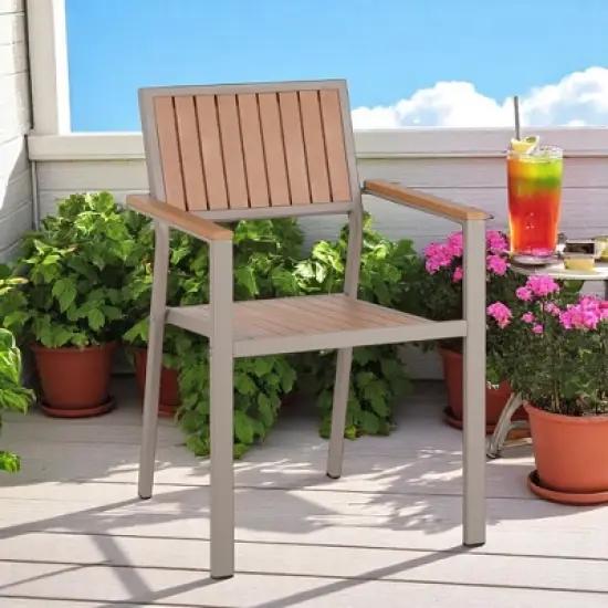 Outdoor Dining Set - Extendable Table (62.9" to 82.6") with 6 Chairs, Plastic Wood & Iron Frame, Flexible Layout for Backyard, Patio, and Garden Use image {5}