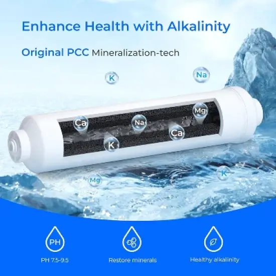 Waterdrop Water Filter WD-ALK35, Alkaline Filter for Reverse Osmosis System, pH Balance and Restore Minerals for RO Alkaline image {4}