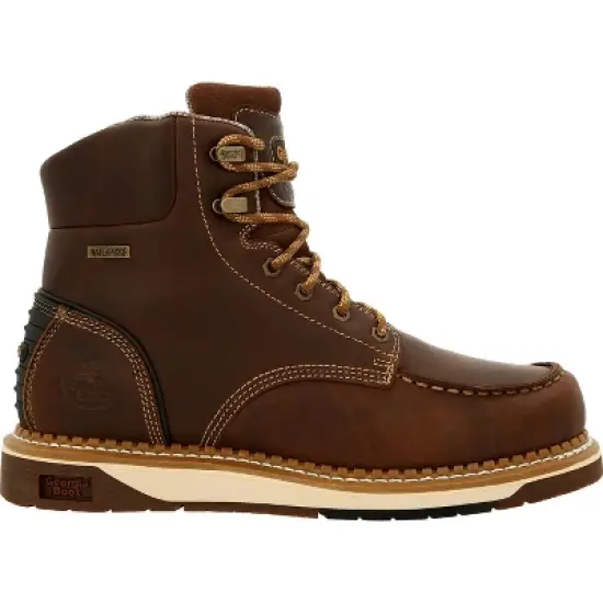 Men's Brown Georgia Boot AMP LT Wedge Waterproof Moc-Toe Work Boot Size 14(Wide) image {6}