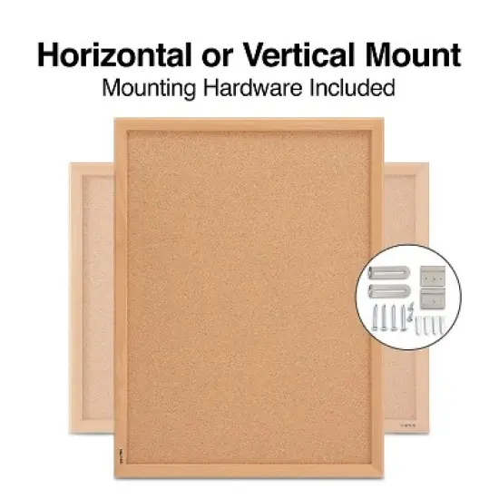 HITOUCH BUSINESS SERVICES Standard Durable Cork Bulletin Board Oak Frame 2'W x 1.5'H 52460/28669 image {2}