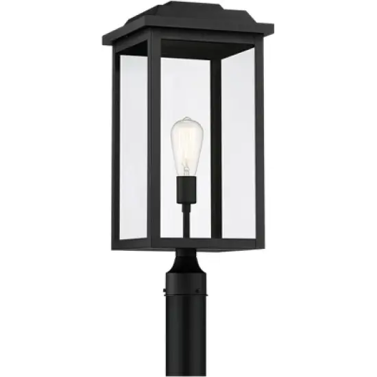 John Timberland Eastcrest Modern Outdoor Post Light Textured Black 22 1/2" Clear Glass Panels for Exterior Barn Deck House Porch Yard Patio Outside image {3}