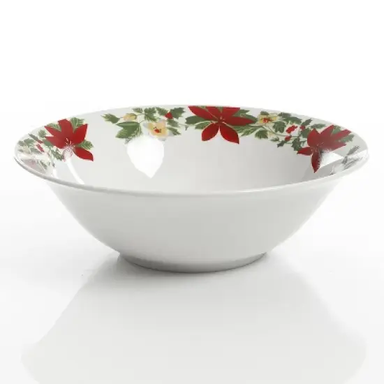 Gibson Home Perfect for Holidays Poinsettia 7 Piece Porcelain Serving Set in Red image {3}