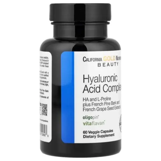 California Gold Nutrition Hyaluronic Acid Complex with L-Proline, French Grape Seed and French Maritime Pine Bark Extract, 60 Veggie Capsules image {4}