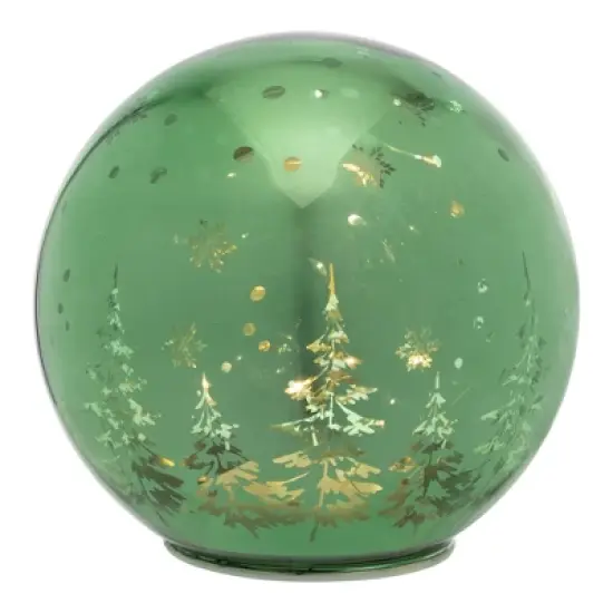 Northlight LED Lighted Pine Trees and Snowflakes Glass Globe Christmas Decoration - 6" image {2}
