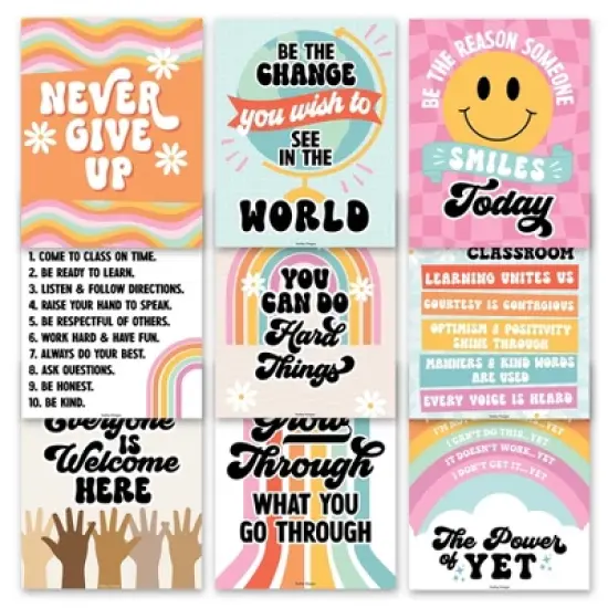Hadley Designs Retro Growth Mindset Classroom Decor Posters, Set of 9 image {5}
