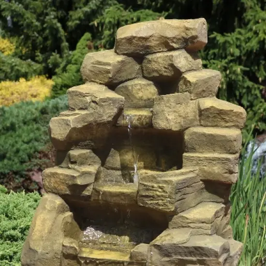 Sunnydaze 37"H Electric Fiberglass Stone Falls Waterfall Outdoor Water Fountain image {5}