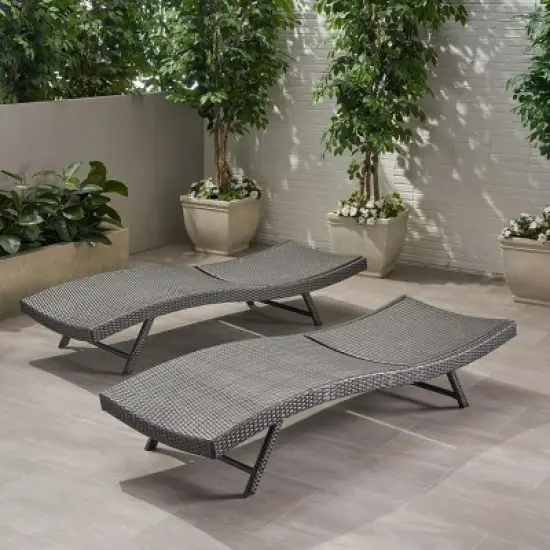 2 PCS Patio Lounge Chair Chaise Recliner Weather Resistant without Cushion-Christopher Knight Home image {3}