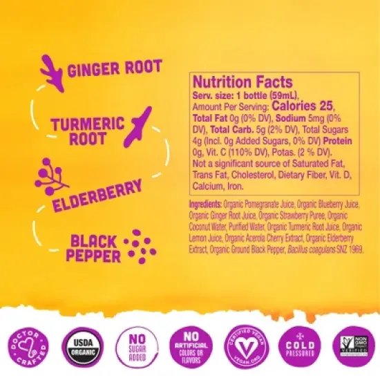 Vive Organic Immunity Boost Elderberry, Ginger & Turmeric Wellness Shot - 2 fl oz image {1}