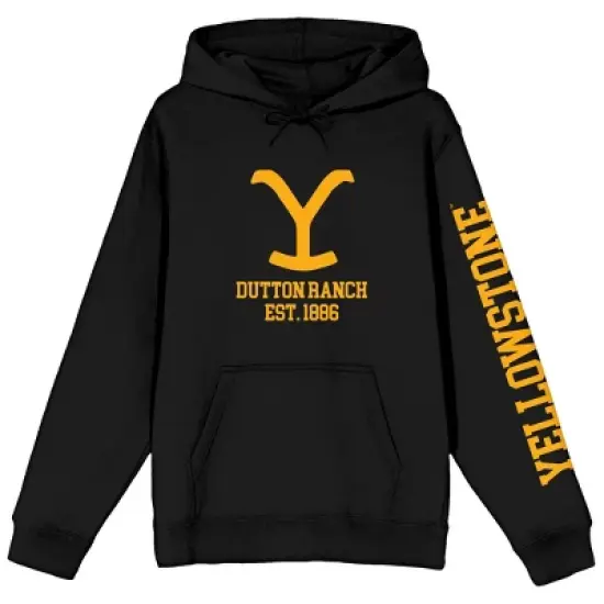 Yellowstone Dutton Ranch Est. 1886 Long Sleeve Black Adult Hooded Sweatshirt image {7}