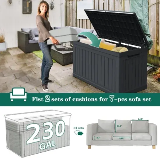 Yardgrace Heavy Duty Secure Storage and Seating Resin Deck Box image {5}