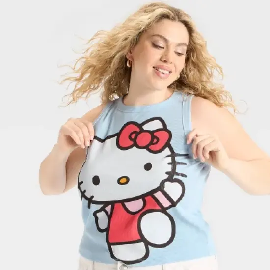 Women's Hello Kitty Graphic Tank Top - Light Blue image {4}