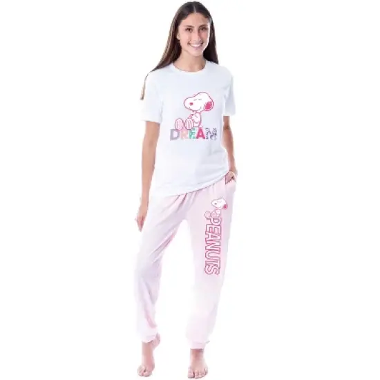 Peanuts Womens' Snoopy Dream Comic Flower Relaxing Sleep Pajama Set Multicolored image {4}