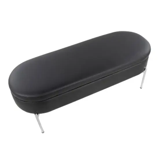 48" Chloe PU Leather/Metal Storage Bench Chrome/Black - LumiSource image {6}