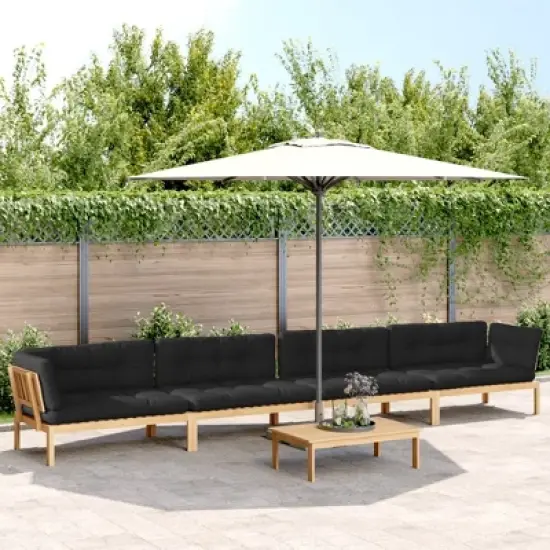 vidaXL Pallet Sofa Set Natural wood, Black image {1}