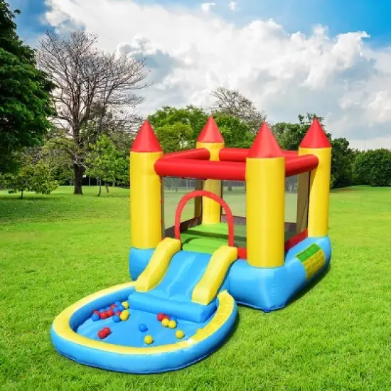 Costway Inflatable Bounce House Kids Slide Jumping Castle Bouncer w/Pool and 580W Blower image {3}