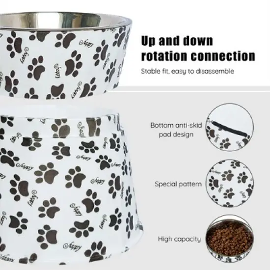 6" Anti-Vomiting Stainless Steel Pet Bowl for Small and Medium Dogs and Cats - Non-slip, Modern Design with Spine Protection image {1}
