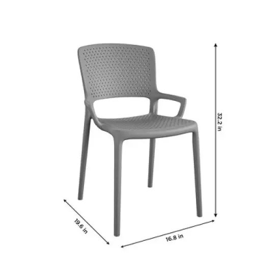 2pk Indoor/Outdoor Stacking Resin Chairs with Square Back & Arms - Room & Joy
 image {7}