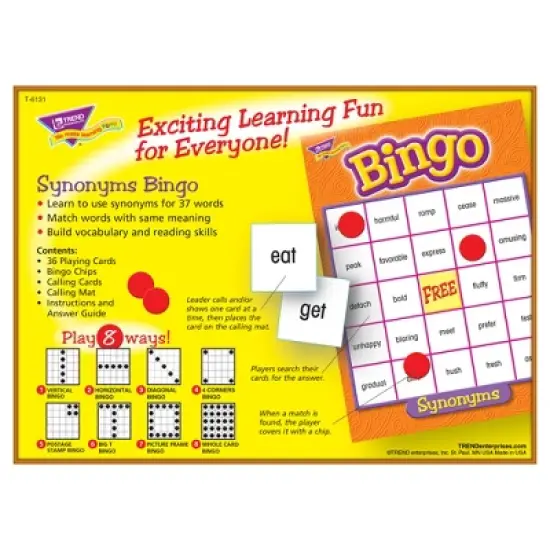 TREND Synonyms Bingo Game image {3}