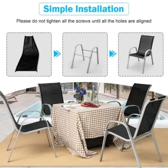 Tangkula 5 PCS Outdoor Dining Table Set w/ Extendable Aluminum Table & 4 Stackable Chairs image {6}