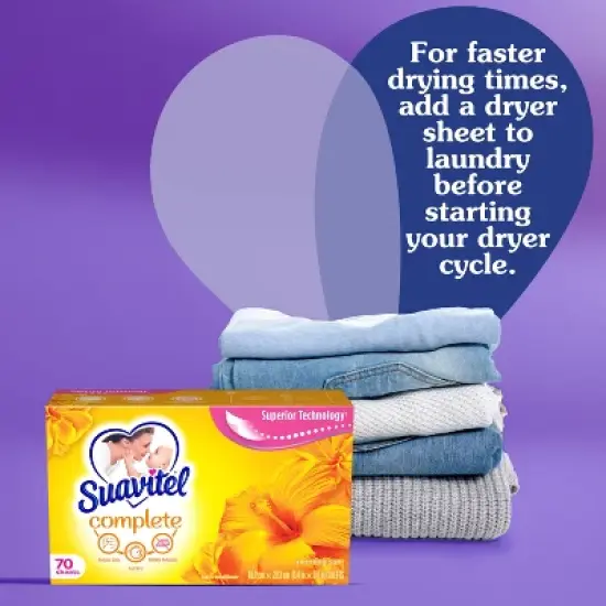 Suavitel Complete Scented Fabric Conditioner Dryer Sheets for Laundry - Morning Sun - 70 ct image {7}