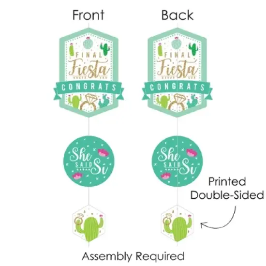 Big Dot of Happiness Final Fiesta - Last Fiesta Bachelorette Party DIY Backdrop - Hanging Vertical Decorations - 30 Pieces image {5}
