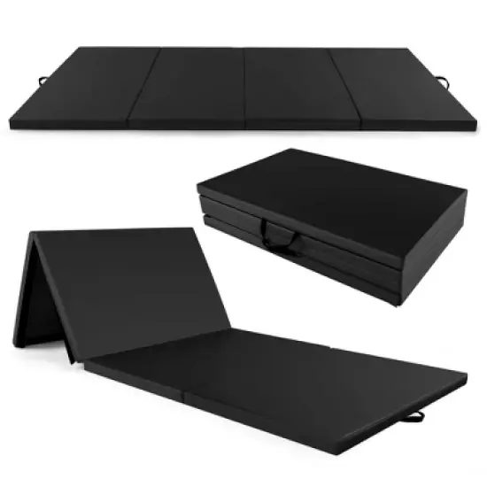 Costway 10' x 4' x 2" 4-Panel Folding Exercise Mat with Carrying Handles for Gym Yoga Black/Blue/Navy/Colorful/Pink&Blue/Pink/Light Pink/Navy image {10}