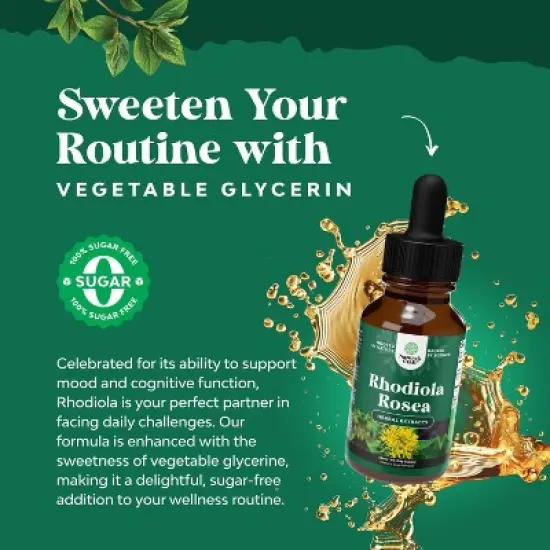 Rhodiola Rosea Tincture, Liquid Rhodiola Supplement for Stress Energy and Mood Support with 3% Salidrosides Rosea Extract, Nature's Craft, 60 servings image {3}