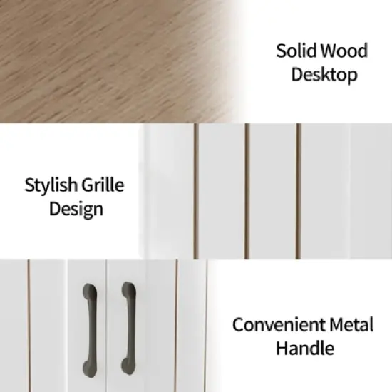 56" Large Sideboard Buffet Cabinet with Storage, Wooden Kitchen Storage Cabinet with Adjustable Shelf, Drawers & Barn Doors,  Coffee Bar Buffet Table image {7}