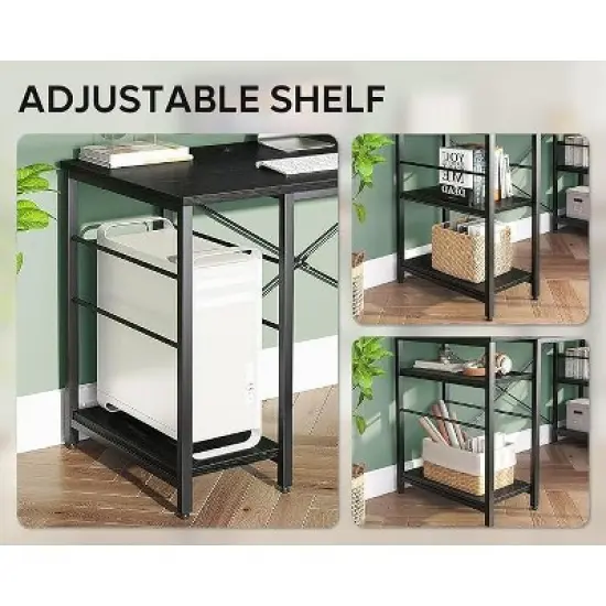 Bestier 59''L Shaped Gaming Desk with 4 Tier Adjustable Shelves,Reversible Corner Computer Desk,95"double desk for 2 person Home Office image {2}