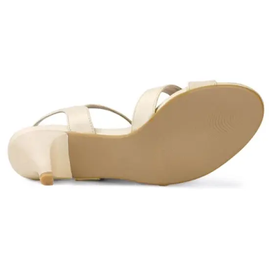 Allegra K Women's Cross Straps Kitten Heel Sandals image {4}