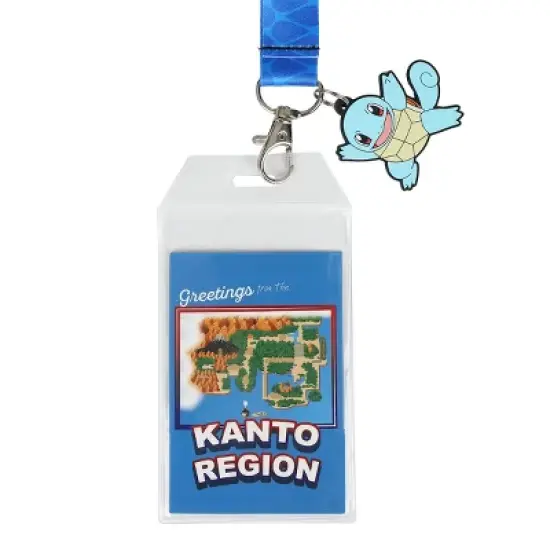 Pokemon Squirtle Blue Kanto Region Lanyard With Rubber Charm And ID Sleeve image {1}