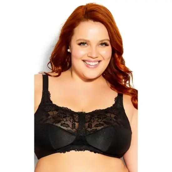 Women's Plus Size  Lace Soft Cup Wire Free Bra - black | AVENUE image {2}