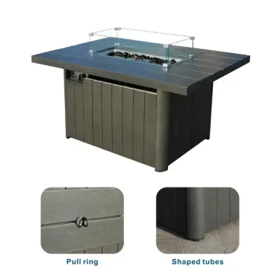 Moda Furnishings 24.6'' H x 51.97'' W Aluminum Propane Outdoor Fire Pit Table image {7}