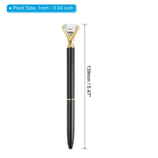 Unique Bargains Metal Sleek Design Medium Point Elegant Crystal Diamond Ballpoint Pen 6 Pcs image {1}