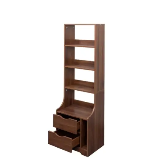 Cesicia Night Stand with Bookshelf, Night Stand with 2 Storage Drawers for Bedroom image {2}